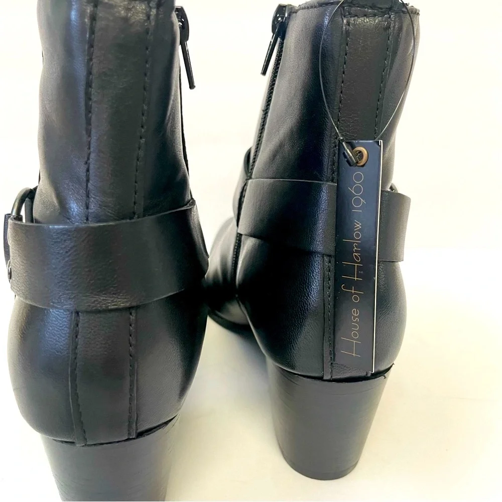 NWT House of Harlow 1960 Portia Biker Black Leather Boots Sz 8.5